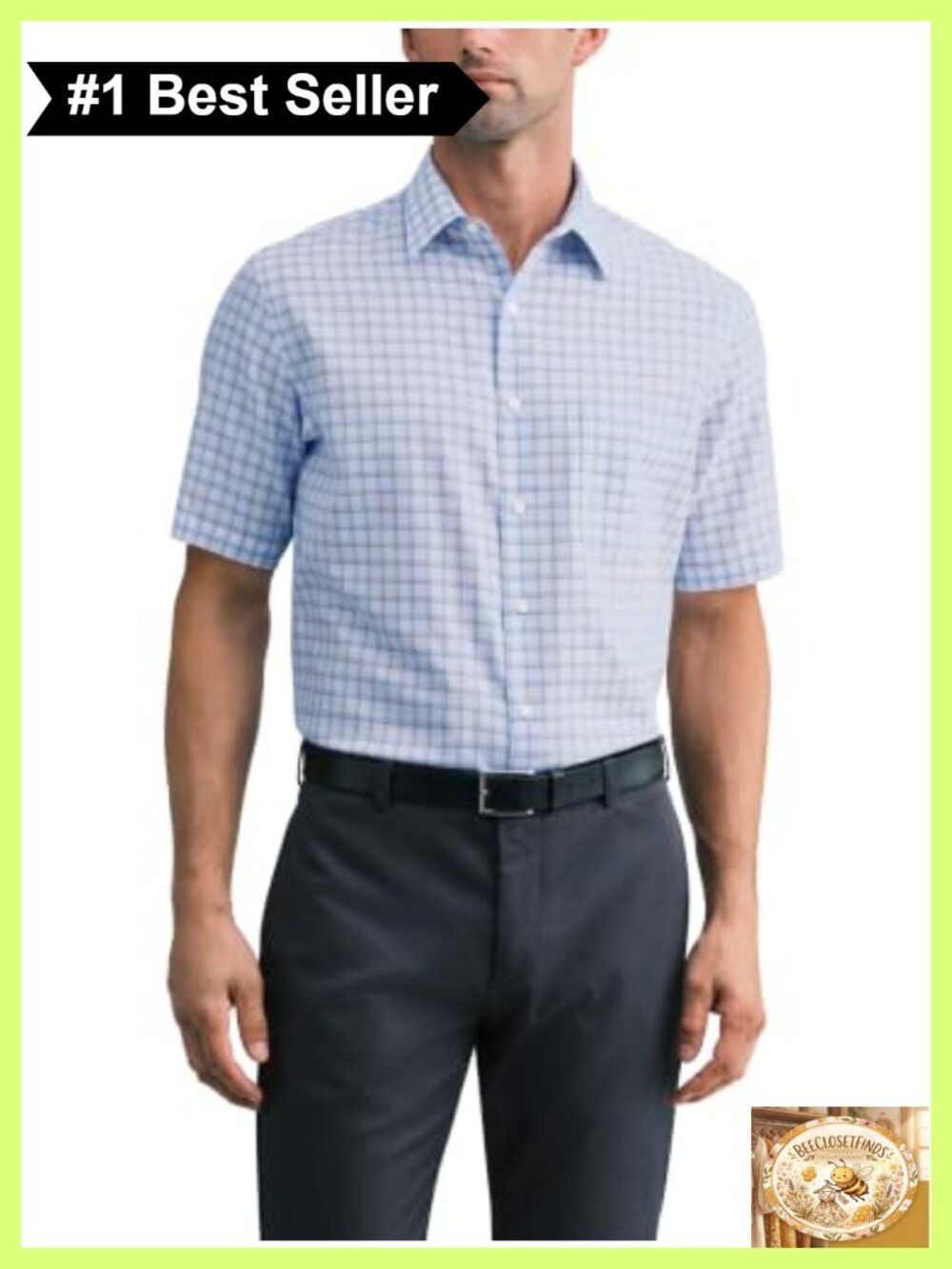 Men's Short Sleeve Dress Shirt Regular Fit Wrinkle Free Point Collar